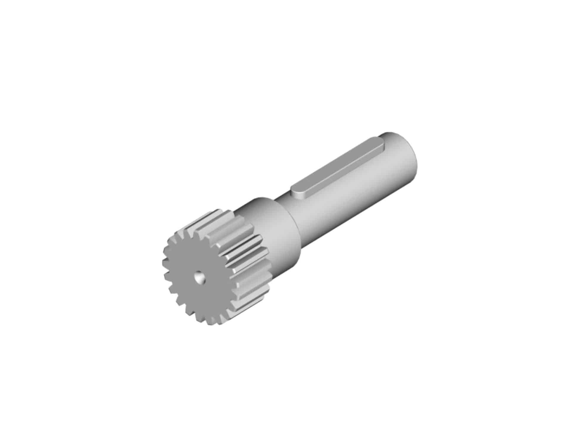 Pinion on shaft for mounting on hollow shaft gearbox